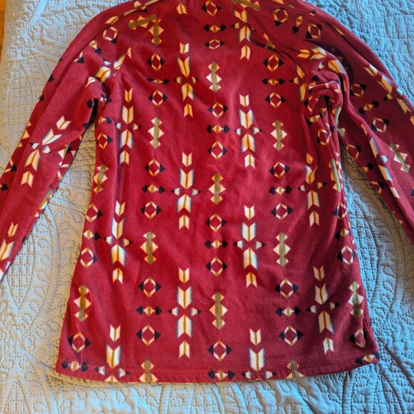 Eddie Bauer Zip down pull over womens fleece, red size small - Picture 2 of 3